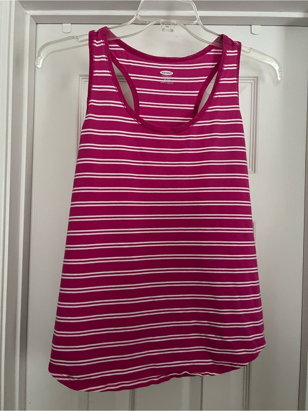 Old Navy Hot Pink Striped Racerback Tank Top